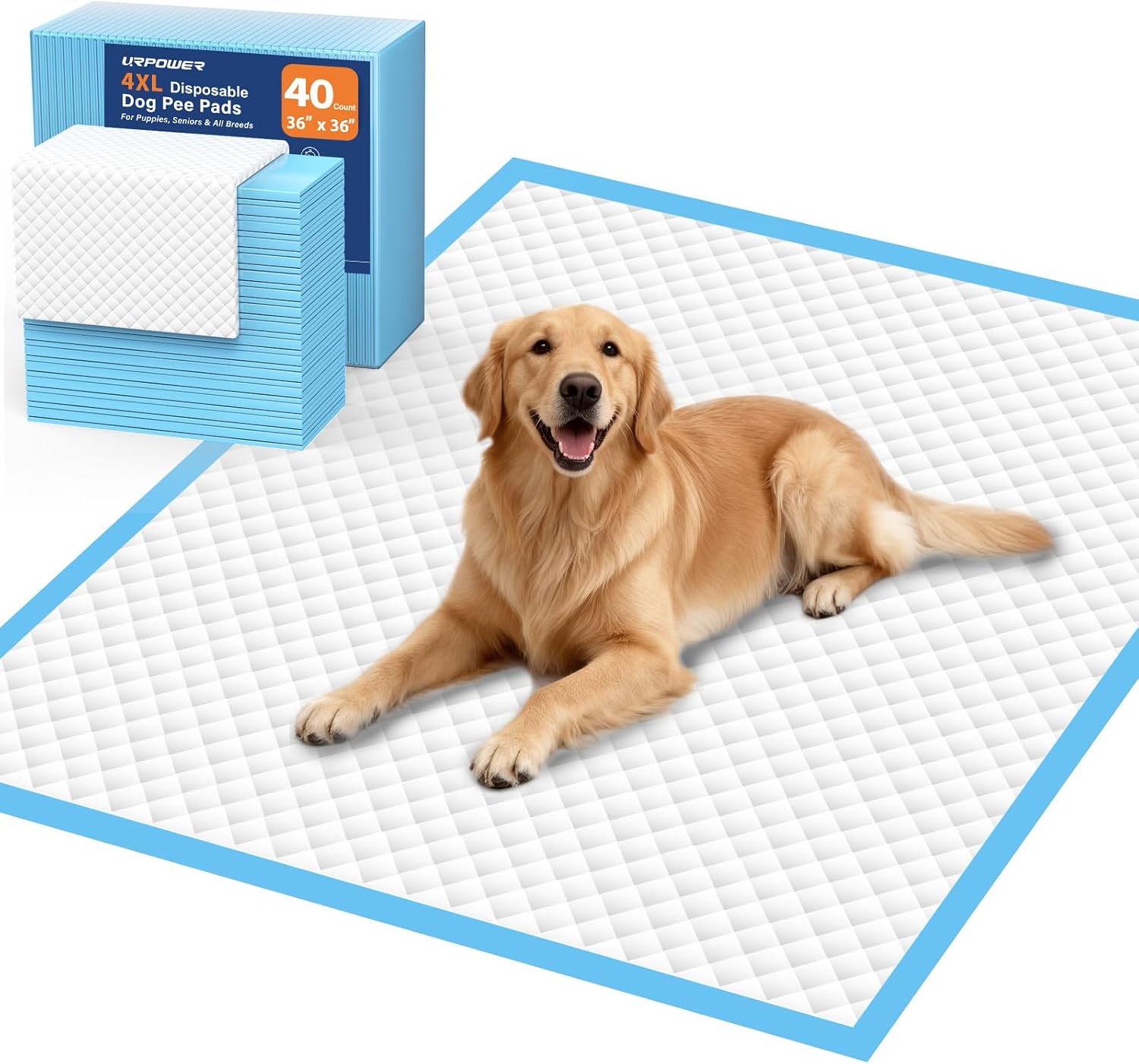 URPOWER Extra Large Dog Pee Pads 36" x 36", 4XL Puppy Pads, 40 Count