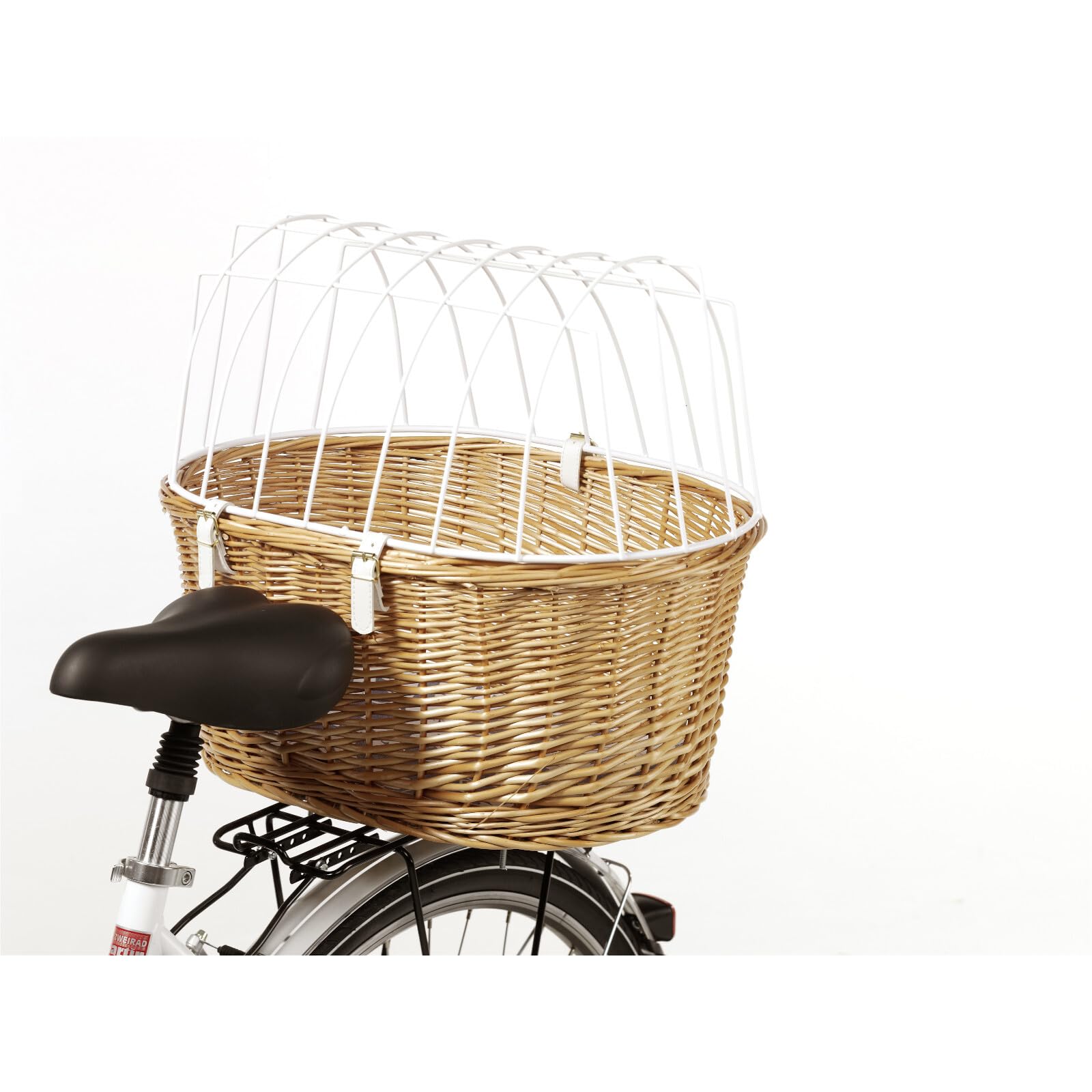 Aumüller Cesta para bicicleta con soporte, 52 cm de largo + cubierta protectora – Montaje en portaequipajes