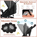 HONEY JOY Lightweight Stroller, Compact Travel Stroller for Airplane, Toddler Fold Pushchair w/Adjustable Canopy & Backrest, Storage Basket, Umbrella Stroller for Infants (Black)