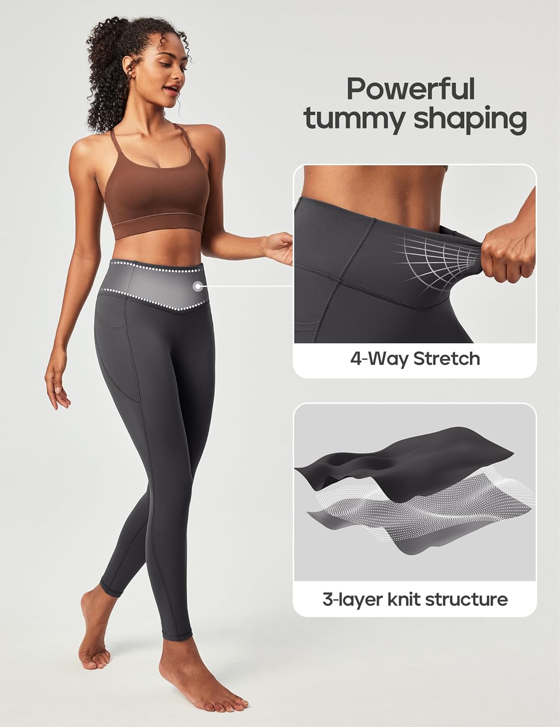 Heathyoga Compression Leggings for Women Tummy Control No Front Seam Leggings with Pockets for Women Workout Yoga Pants - Image 4