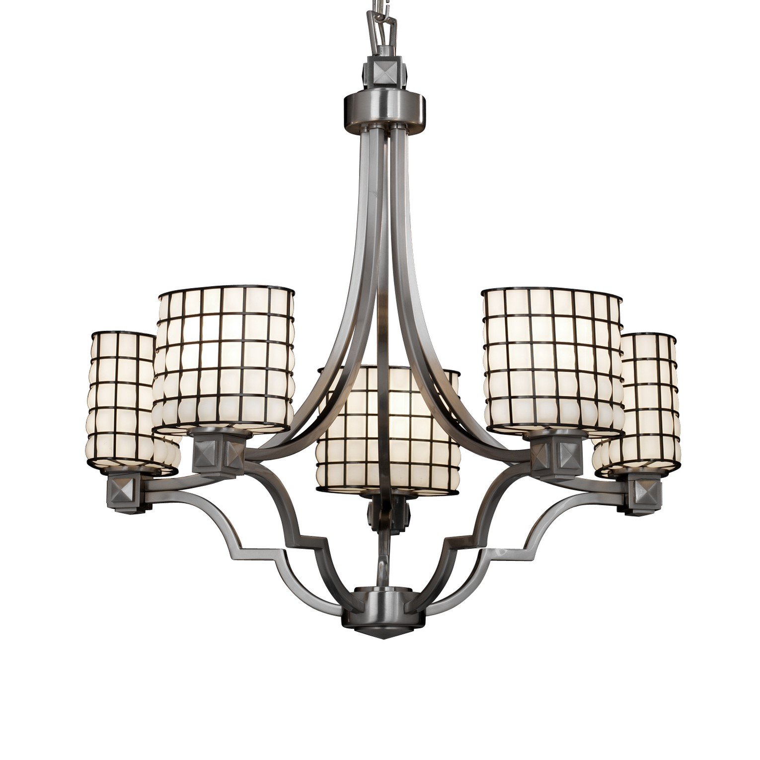 Justice Design Group Lighting WGL-8500-30-GROP-NCKL Argyle Five Light Chandelier, 34" x 28" x 34", Brushed Nickel