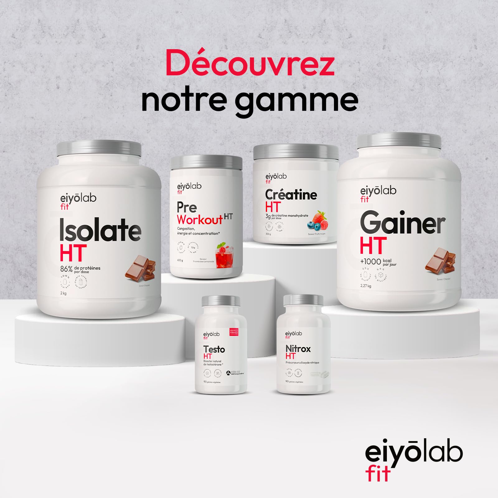 TESTO HT | Maca + Tribulus + Ashwagandha + Zinc | Dosage Élevé pour Efficacité Maximale | Stimulant Testostérone Naturel | Puissance et Endurance pour Hommes | 90 Gélules | Made in France | Eiyolab
