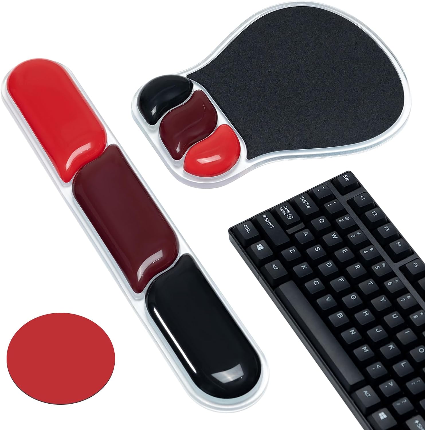 Ospelelf Ergonomic Gel Mouse Pad & Wrist Rest Set - Anti-Slip Comfort for Office, Gaming, Laptop - Black Red