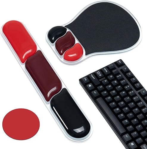 Vista 15 de Ospelelf Juego de alfombrilla de mouse con reposamuñecas de gel ergonómico para teclado, soporte de muñeca con parte inferior de goma Rosa