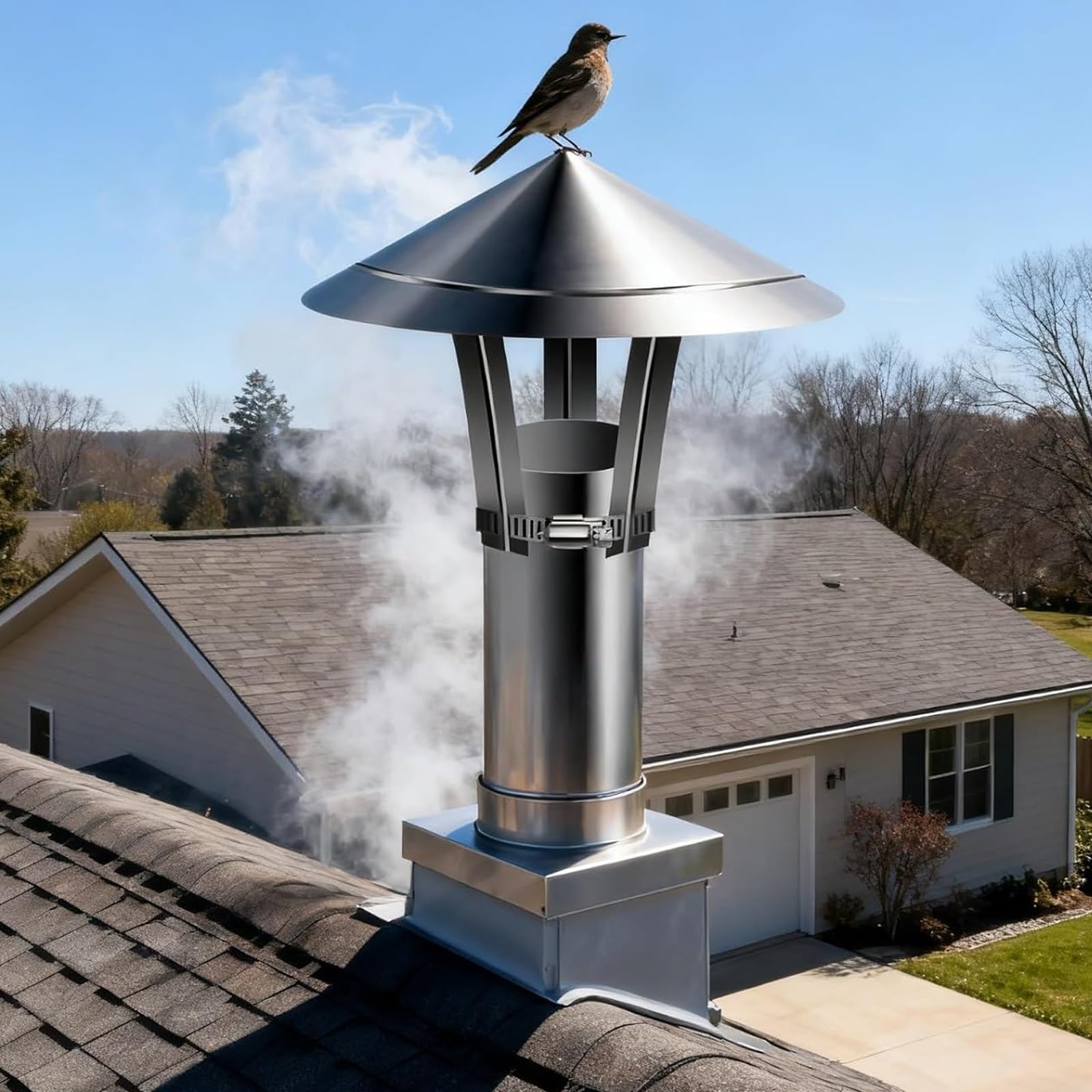 IGNVXMGKP 2-11.8 in Furnace Vent Chimney Cap, Stainless Steel Rain Cover, Adjustable Stove Pipe Topper for Outside, Waterproof Exhaust Ventilation(210mm/8.3in)