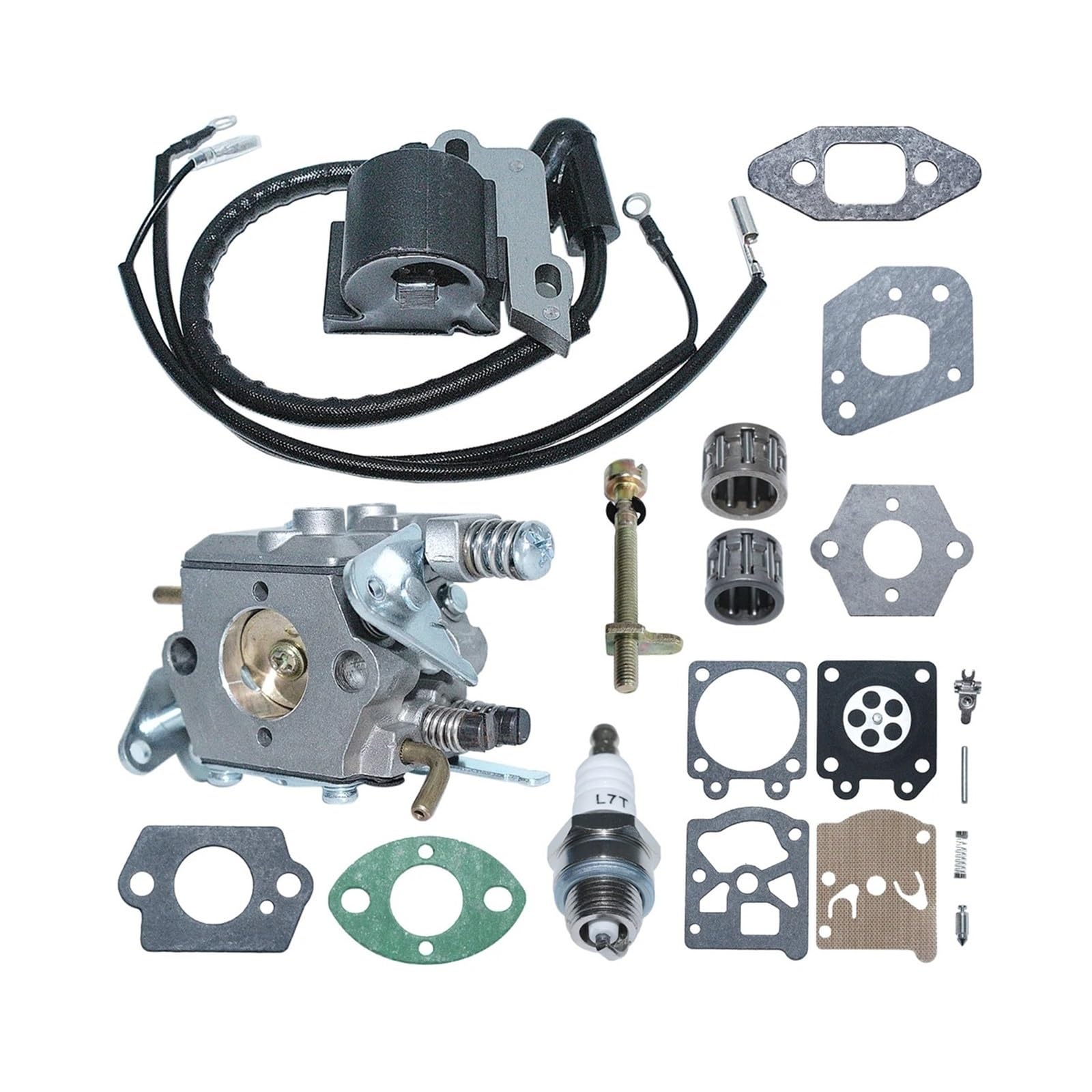 Adatto for Partner 350 351 370 Kit di guarnizioni for tendicatena, regolatore di catena, carburatore, ricambio for motosega, bobina di accensione, carburatore