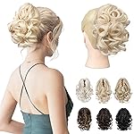 REECHO 9 Short Ponytail Extension, Classic Loose Curly Wavy Claw Clip Pony tails Hair Extensions HP001 Hairpieces for Women - Light Blonde