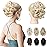 REECHO 9 Short Ponytail Extension, Classic Loose Curly Wavy Claw Clip Pony tails Hair Extensions HP001 Hairpieces for Women - Light Blonde