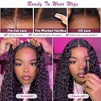 Vista 2 de Yuzhou Grace Pelucas de encaje HD 5x5 de cabello humano con cierre de encaje sin pegamento, pelucas de cabello humano previamente desplumadas