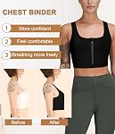 Gotoly Women Chest Binder Bustiers FTM Transgender Zip Up Tomboy Tank Top Sport Corset Breathable Half Binder Bra