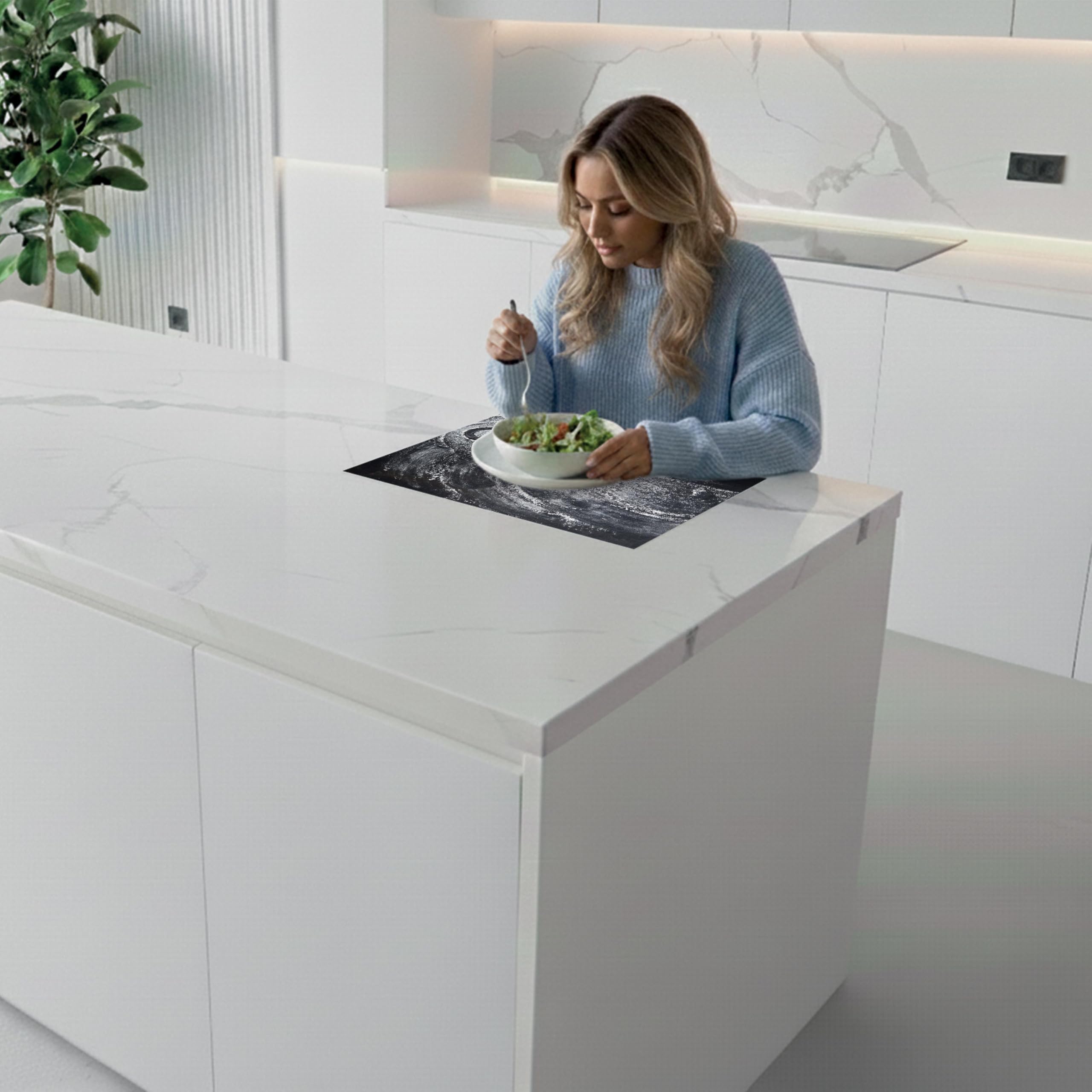 SFArt Herdabdeckung Glas 2 Teilig 30x52 – Gehärtetes Glas Schneidebrett & Ceranfeld Abdeckplatte – Hygienisch & Rutschfest – Schutz für Induktion, Ceran - Herz