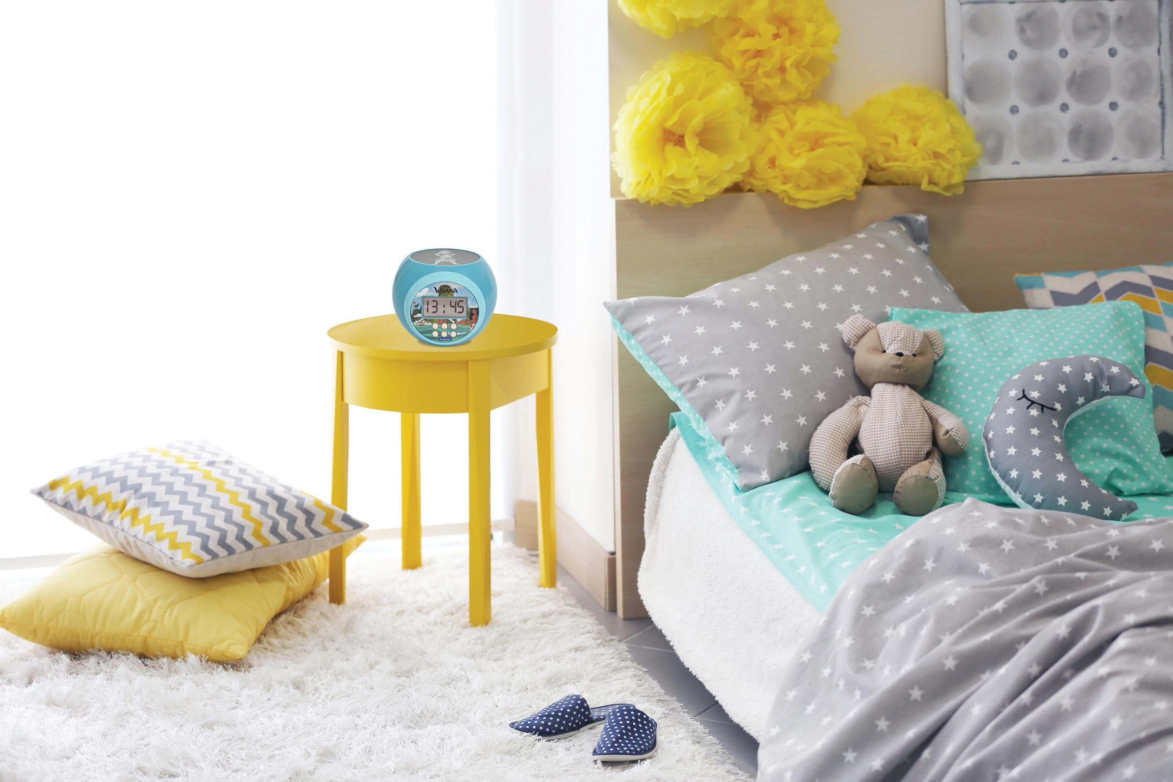 Lexibook, Disney Vaiana Oceania, Sveglia a proiettore con Funzione Snooze, Luce Notturna con Timer, Schermo LCD, a Batteria, Blu, RL977VNLXB