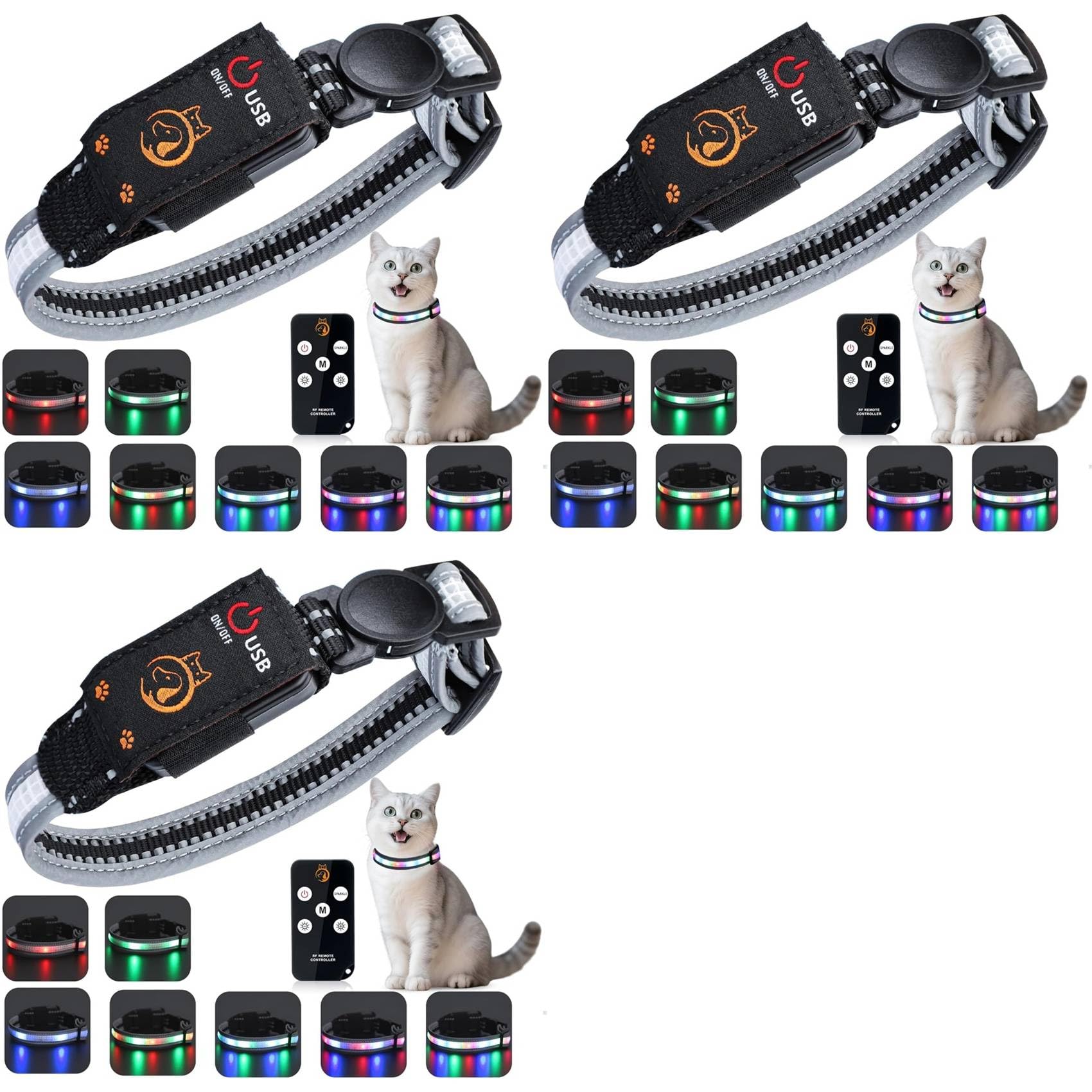 Collar para gatos LED impermeable: localiza a tu mascota en la oscuridad facilmente