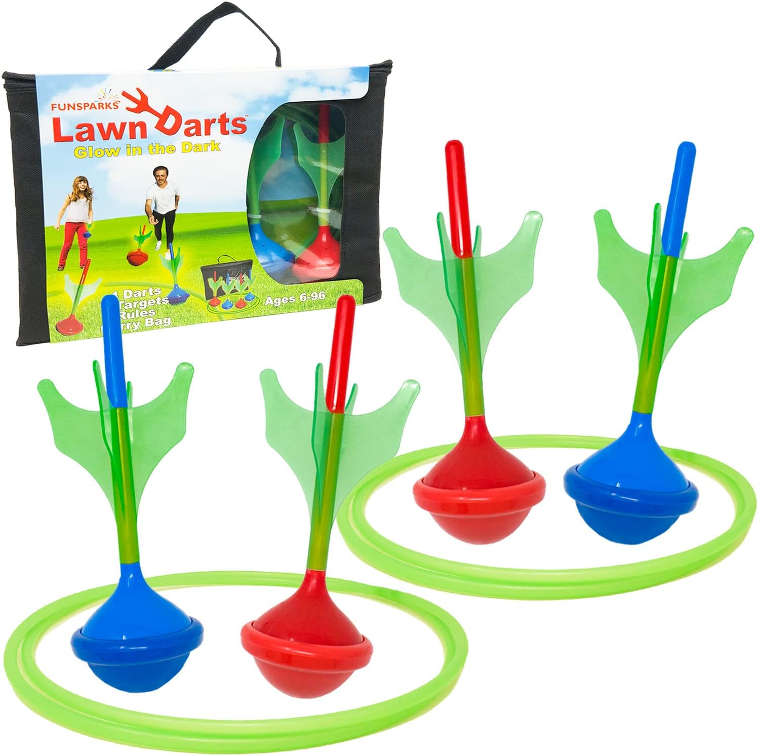 Funsparks Lawn Darts Game Set Glow in The Dark Soft Tip