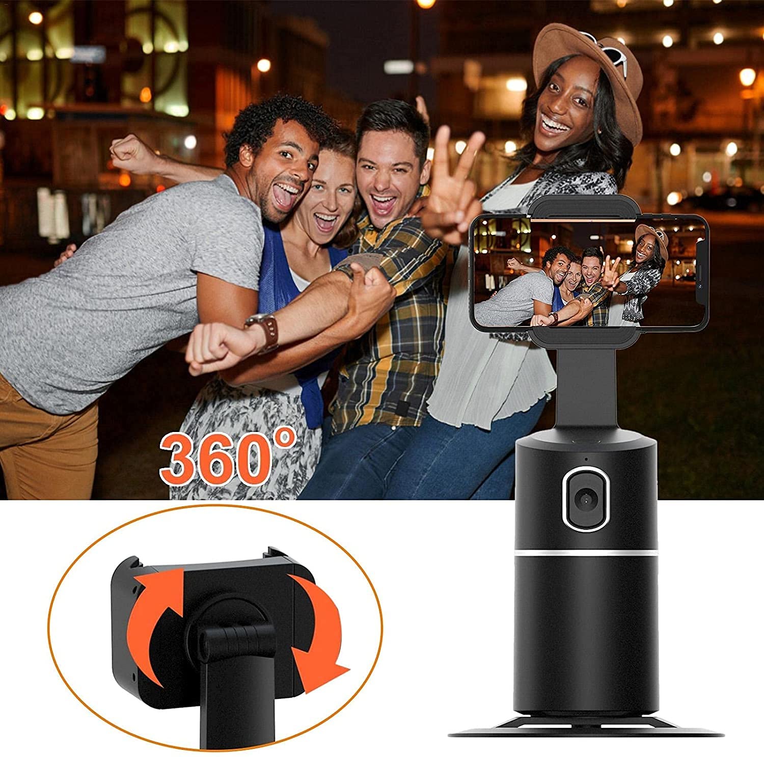 Soporte inteligente QUYY para teléfono móvil, seguimiento automático de la cara, trípode de seguimiento de IA para selfie, palo inteligente para transmisión en vivo, grabación de vídeo,