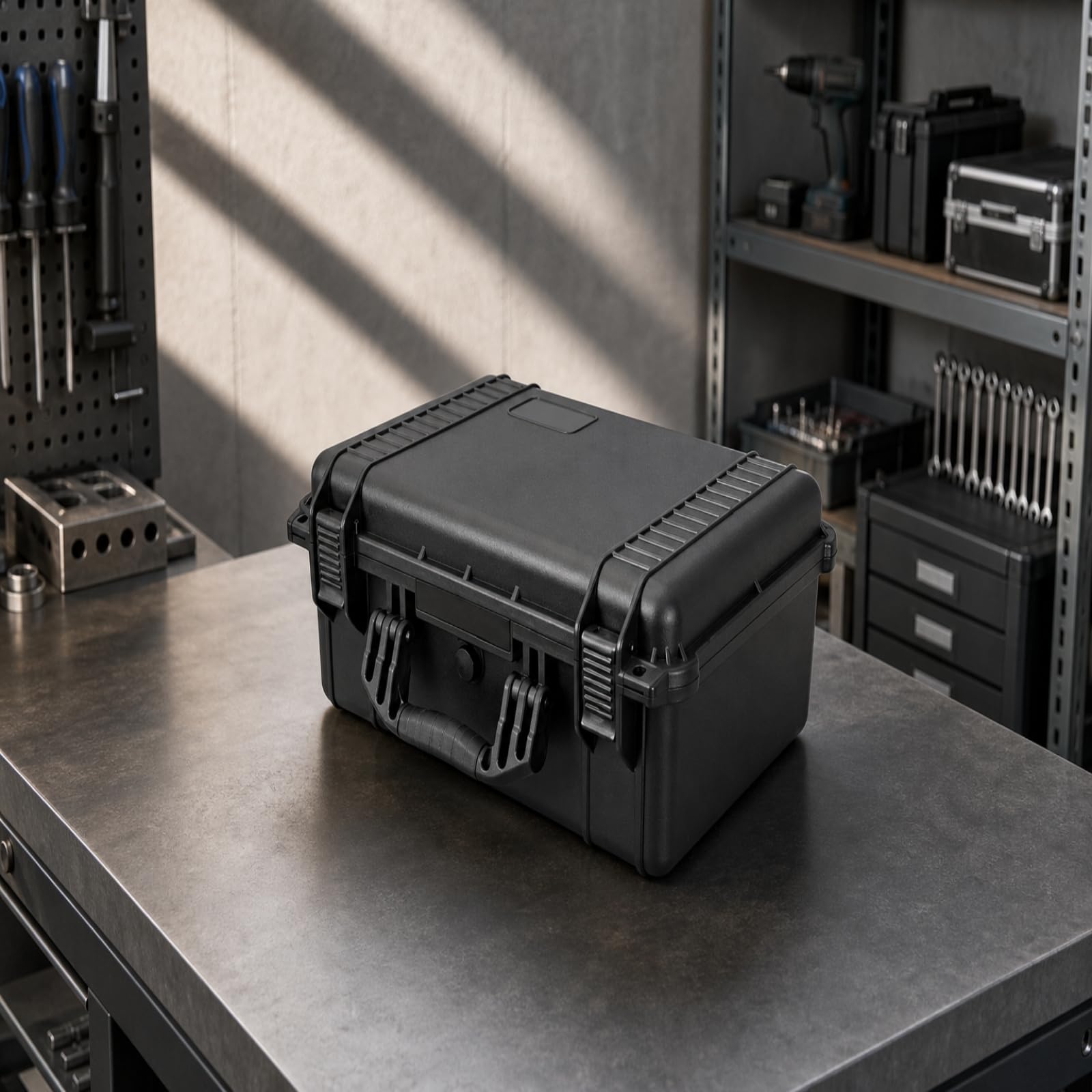 Estuche de Almacenamiento Portátil Caja Maletín Contenedor Organizador con Estructura Rectangular Reforzada Cierre, Modelo 502B - 420x320x208mm Exterior, 380x270x188mm Interior