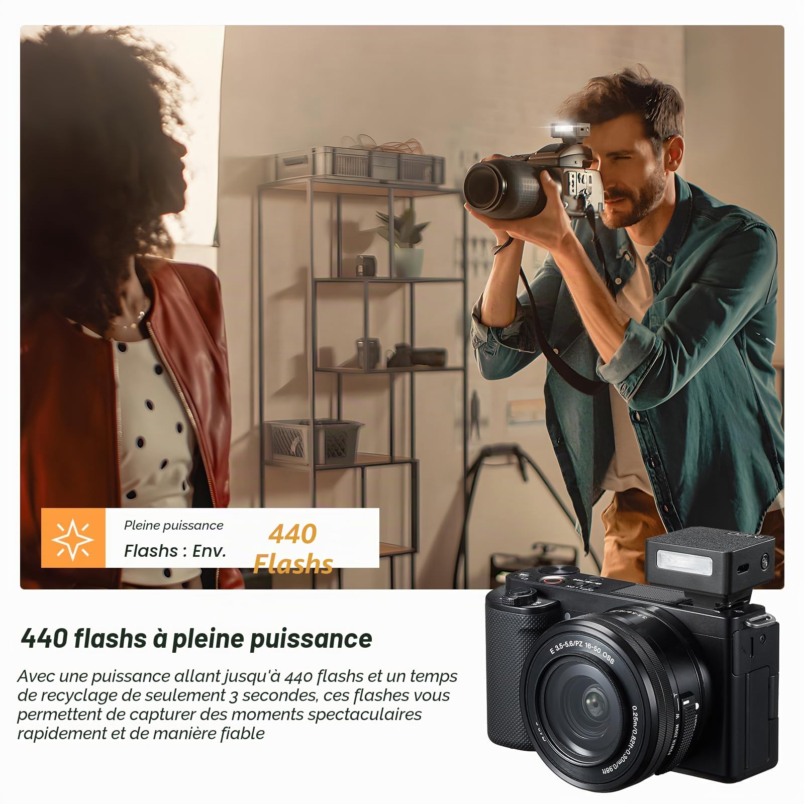 GODOX iM20 Mini Flash d'appareil Photo, 5 Niveaux de Puissance de Flash, 6000 K ± 200 K avec Commande Optique S1/S2, pour Canon, Sony, Nikon, Fuji, Olympus
