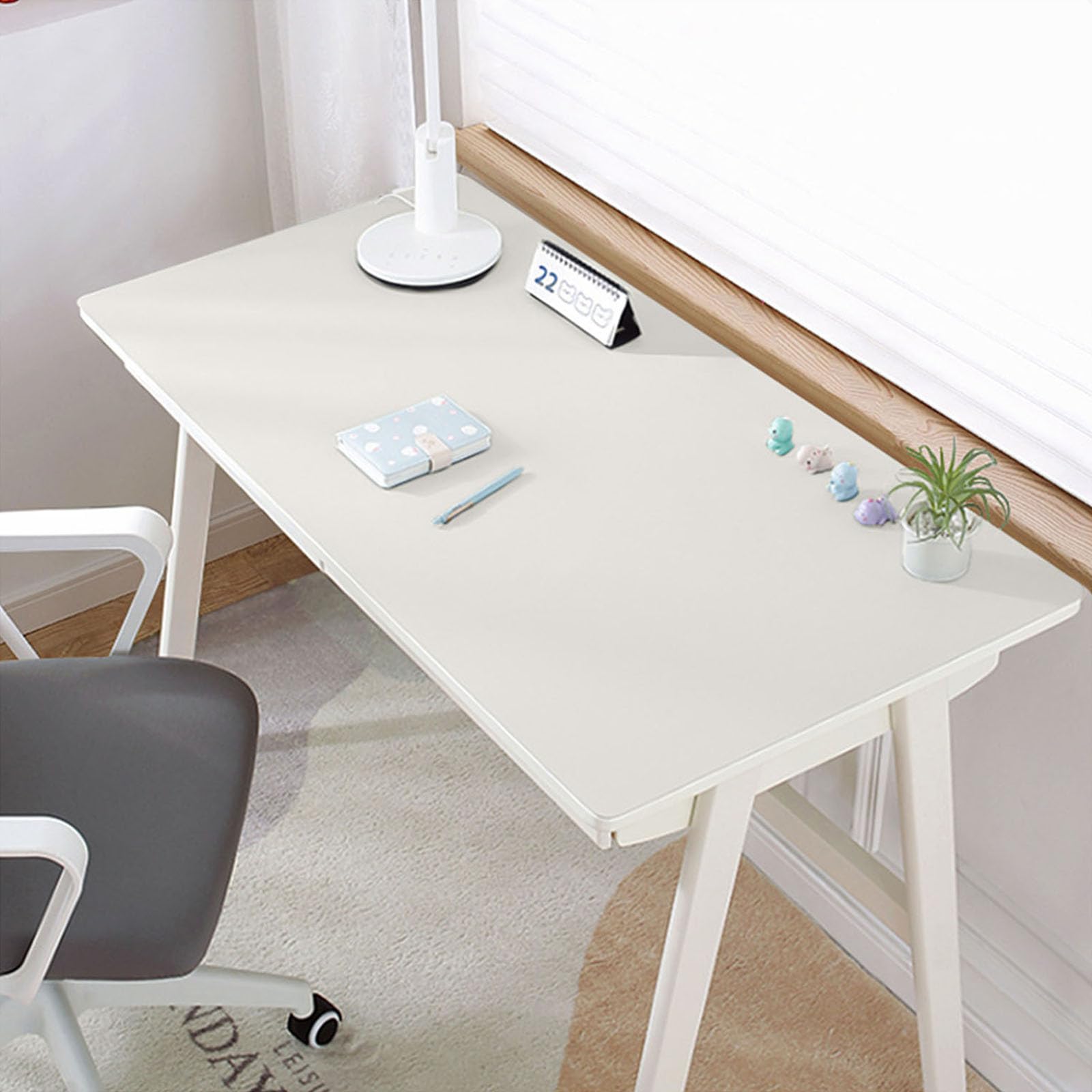 Tappetino da Ufficio Scrivania Pelle, Impermeabile, Antiscivolo, Tappetino Mouse Pad Grande, Sottomano Scrivania Pelle, Tappetini Protezione per Tavolo da Pranzo e Ufficio e Casa, (60×60cm,White)
