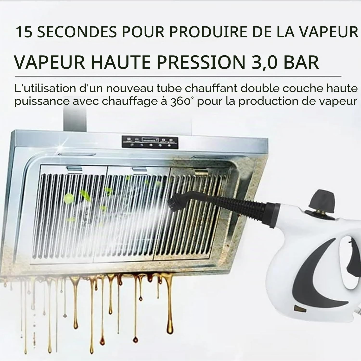 AquaNevo Paris Steam Cleaner, Aquanevo Nettoyeur Vaporisateur Canapé, Red Hut Nettoyeur, Nettoyeur Vaporisateur a Main, Pression de Vapeur de 3,2 Bars avec 13 Accessoires (Blanc)