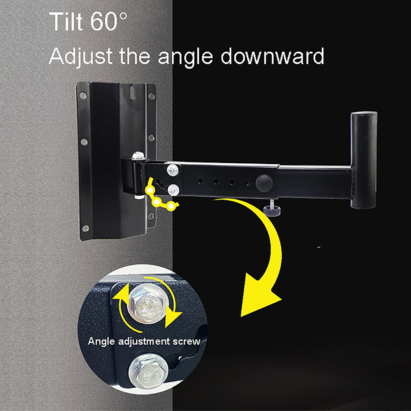 TEmkin Soporte para Altavo,Soportes de Montaje en Pared para Altavoces, Soportes metálicos Resistentes de 110 Libras, Ajuste telescópico, Giro de 180 Grados, para instalaciones de Altavoces PA