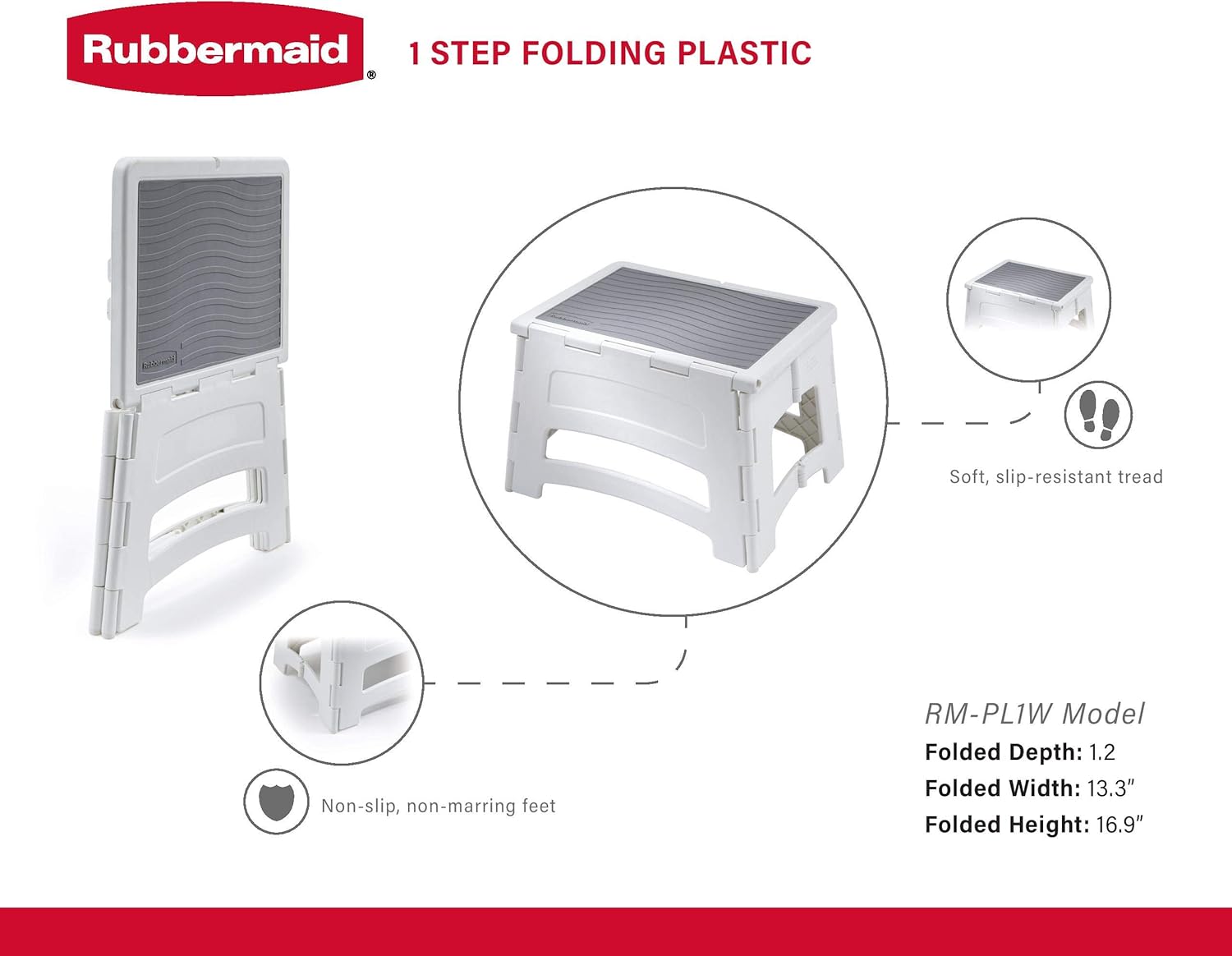 Rubbermaid Folding Plastic Stool, 300lbs Capacity, Liberia Ubuy