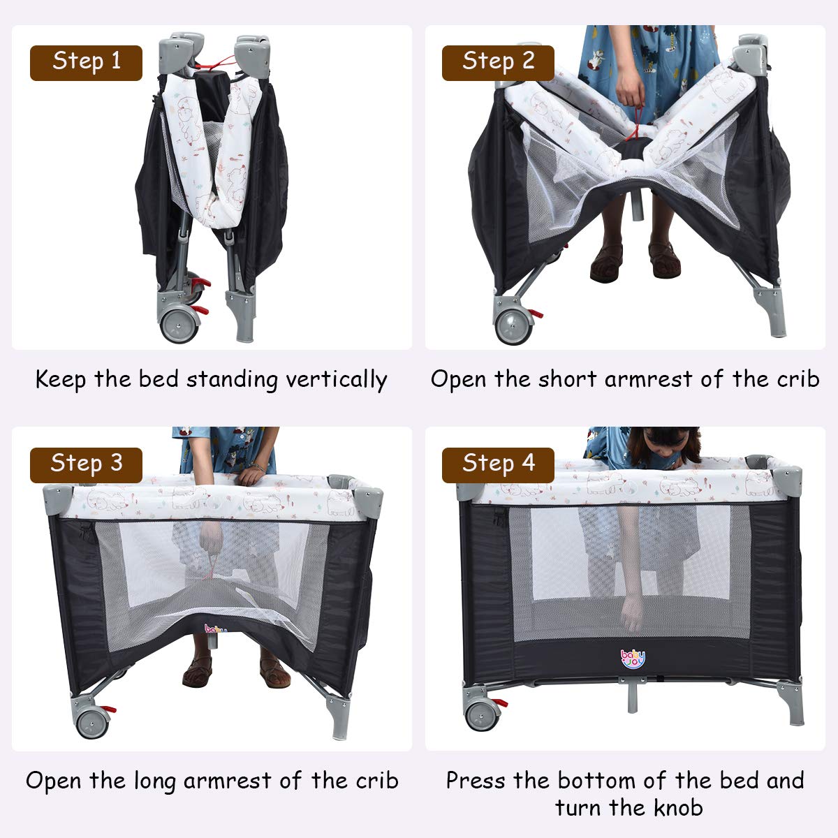 Changing Table BABY JOY In Portable Baby Playard With Bassinet