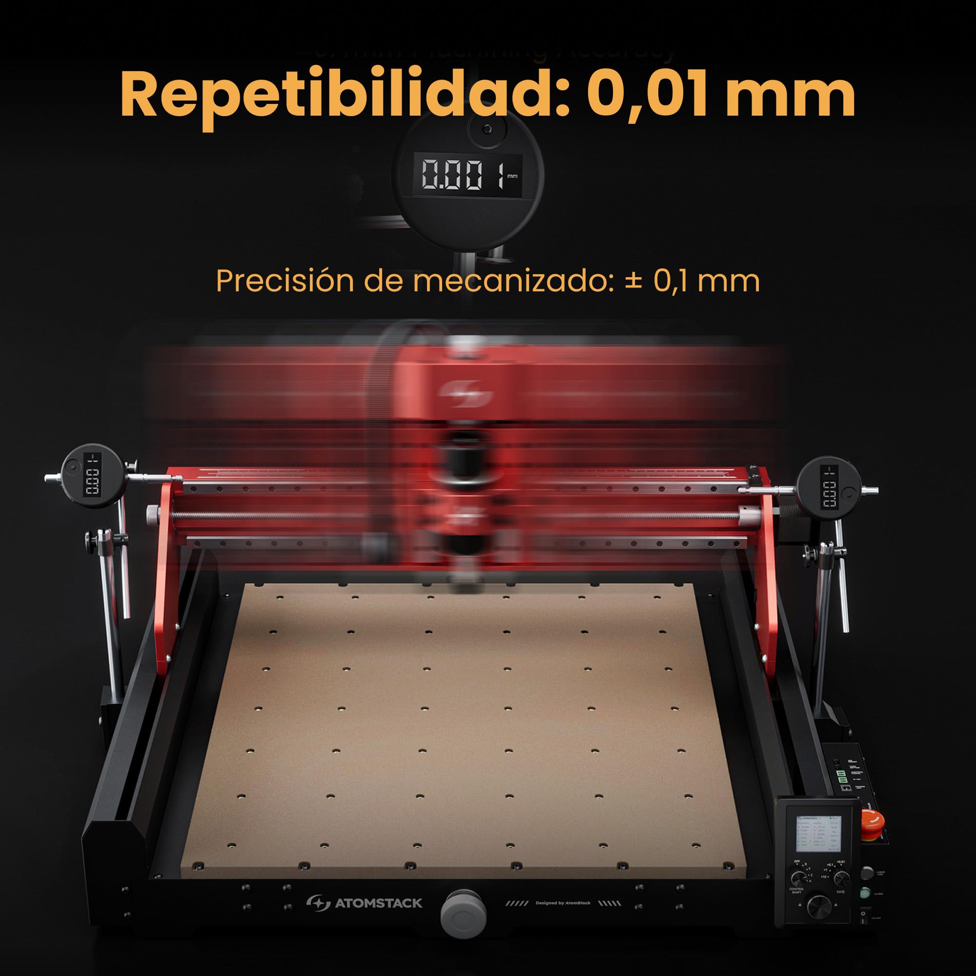 ATOMSTACK C4 Pro Fresadora CNC de Escritorio, Máquina CNC con Husillo 200W, Soporte 4 Ejes, Área de Trabajo 420×420mm, Control Offline, para Madera, Plástico, Aluminio, Latón, DIY y Profesional