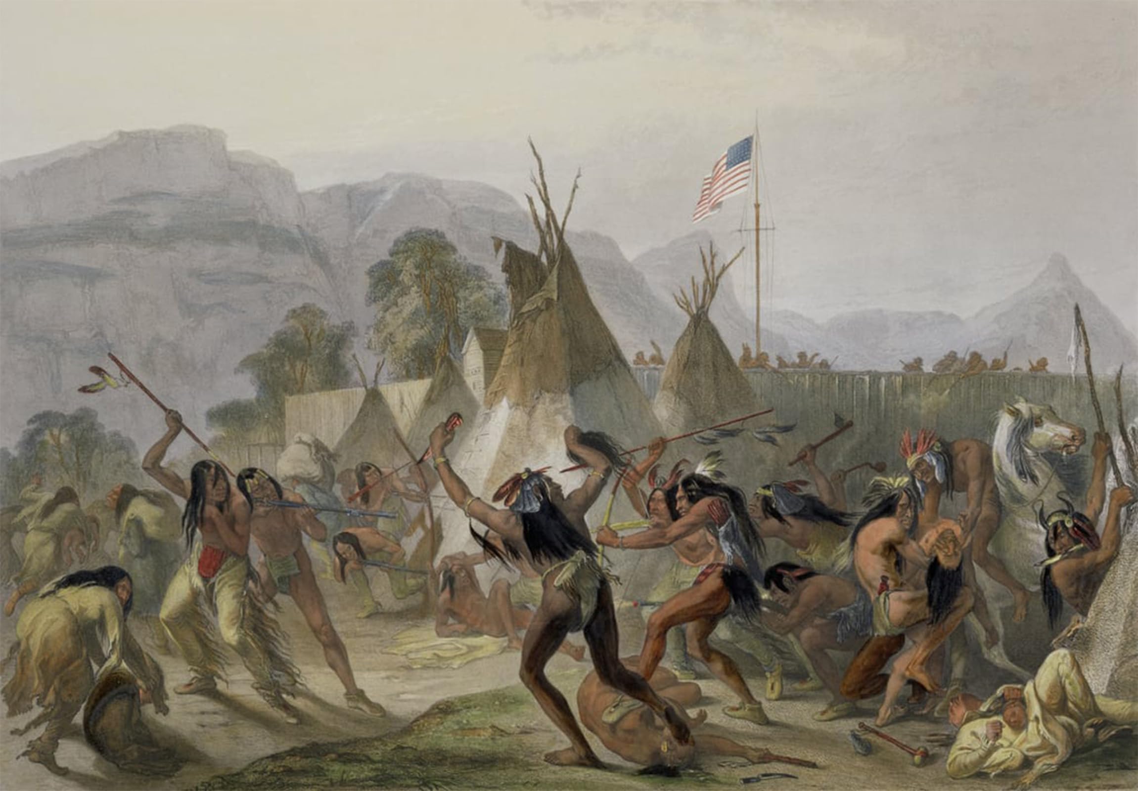 ARTXLXXBN Famous Prints Artwork Pictures Poster Painting Art Fort Mackenzie by Karl Bodmer Artwork Landscape Pictures for Home Decor 60x90cm