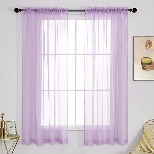 Dualife Cortinas translúcidas Volie con ranura para barra, para sala de estar, patio, dormitorio, 2 paneles