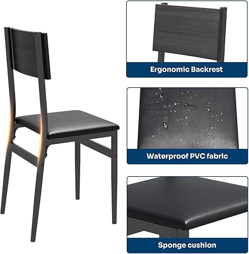 Miniatura 3 de Ahomly Juego de mesa de comedor extensible de 7 piezas con 6 sillas acolchadas, juego de mesa de comedor para 4-6, tablero de MDF y marco de metal