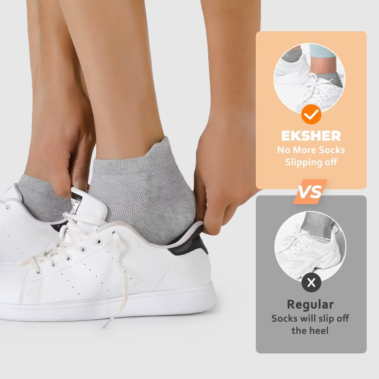 EKSHER 10 Paia Calzini Uomo Corti Calze Donna Corte Cotone Calza Sportive Basse Traspirante Running Elastiche Tennis