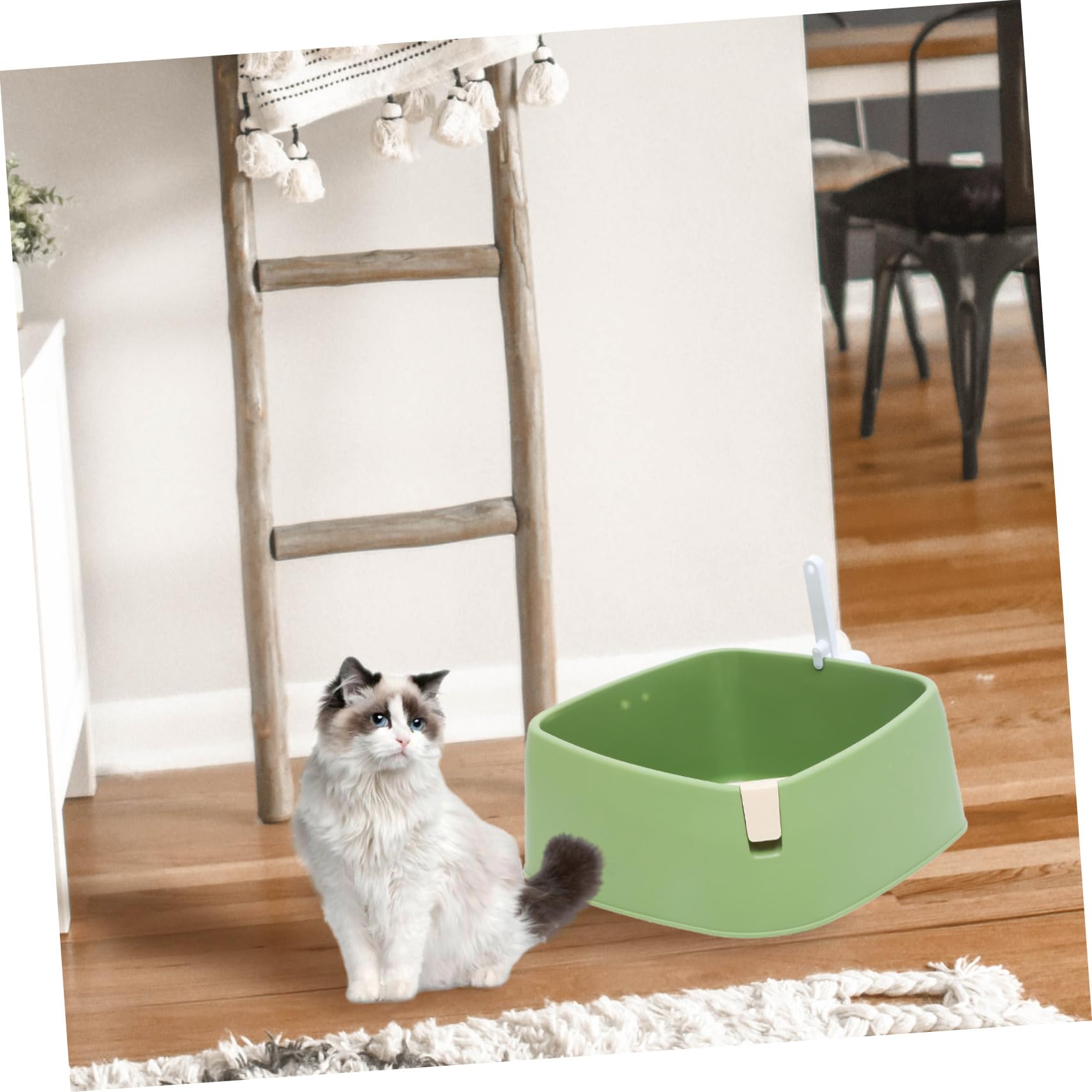 BESPORTBLE 1Stück Katzentoilette Mit Spritzschutz Halboffene Katzentoilette Für Katzen Zu Reinigen Für Innenräume Und Balkone Zufällig