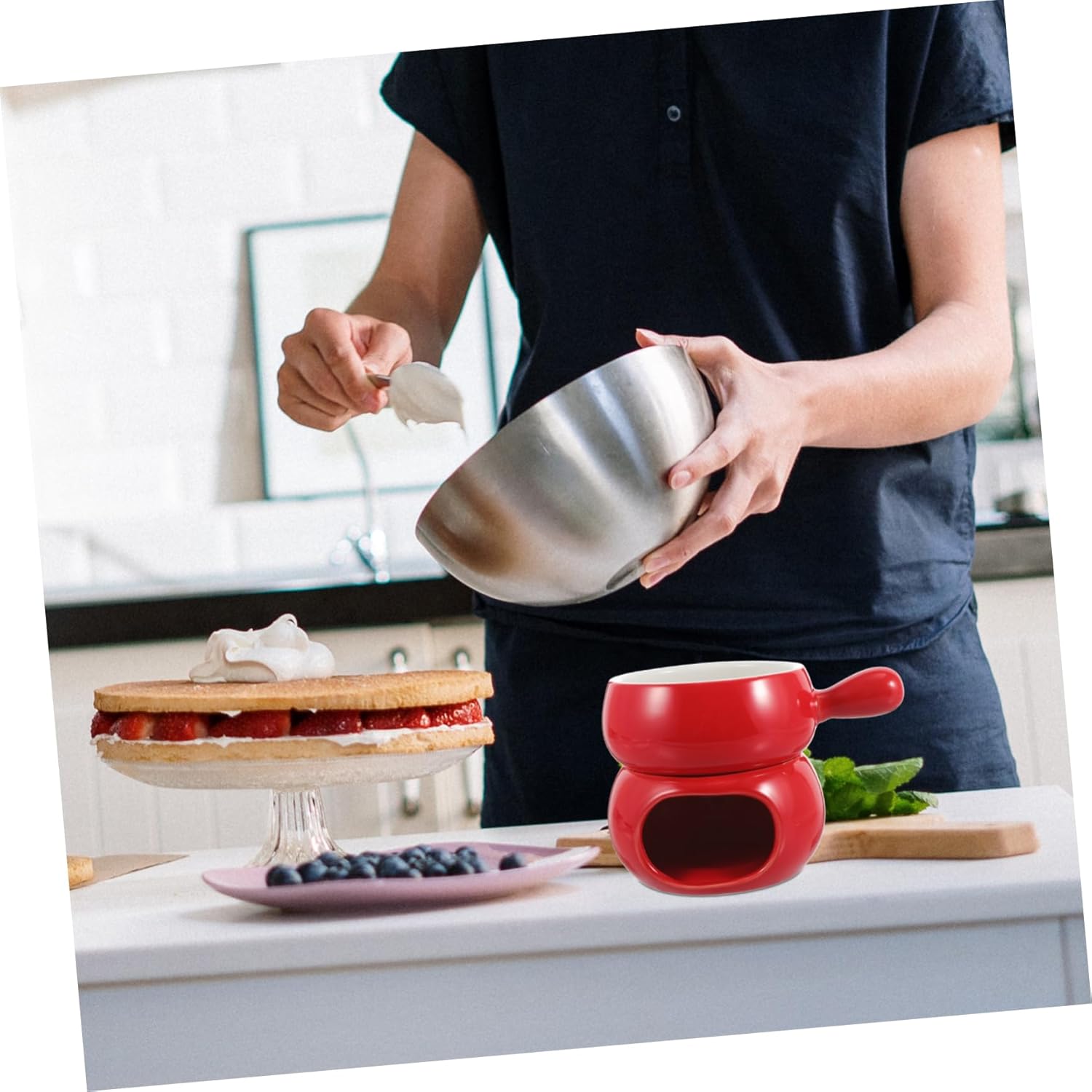 Fondue Single Handle Cheese Dome Chocolate Melting Cup for Cheese Butter Candy Kitchens