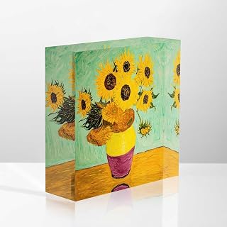 Motivational Desk Decor Oil Painting Beautiful Sunflowers in Vase Thank You Presents,Presents for Women Friends,Suitable for Home Office Desk Decoration