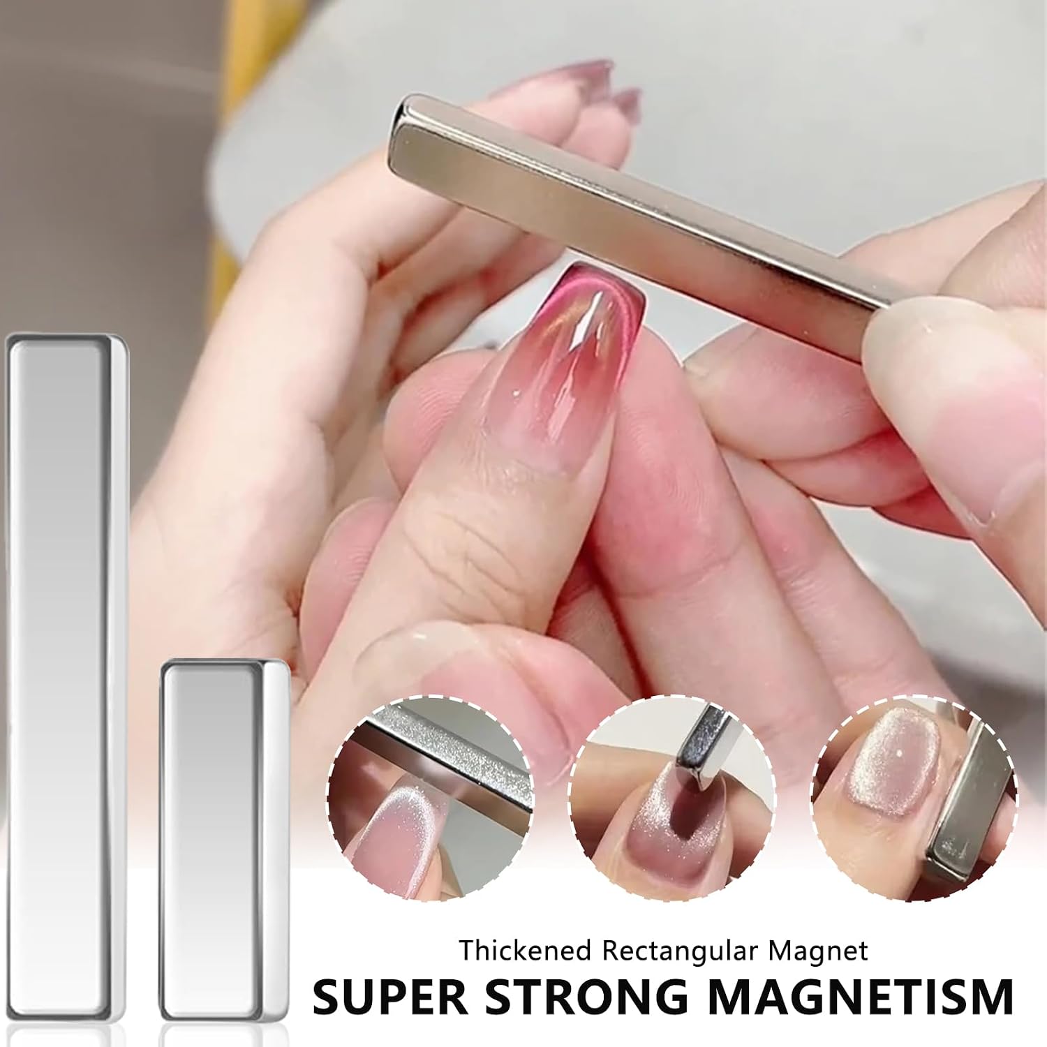 46Pcs Cat Eye Nail Magnet Tool Set, Cat Eye Heart Magnets for Nails, Double-Head Nails Magnet Stick, Round Magnetic Beads, Heart Cat Eye Gel Polish Magnets Tools for Women DIY Manicure