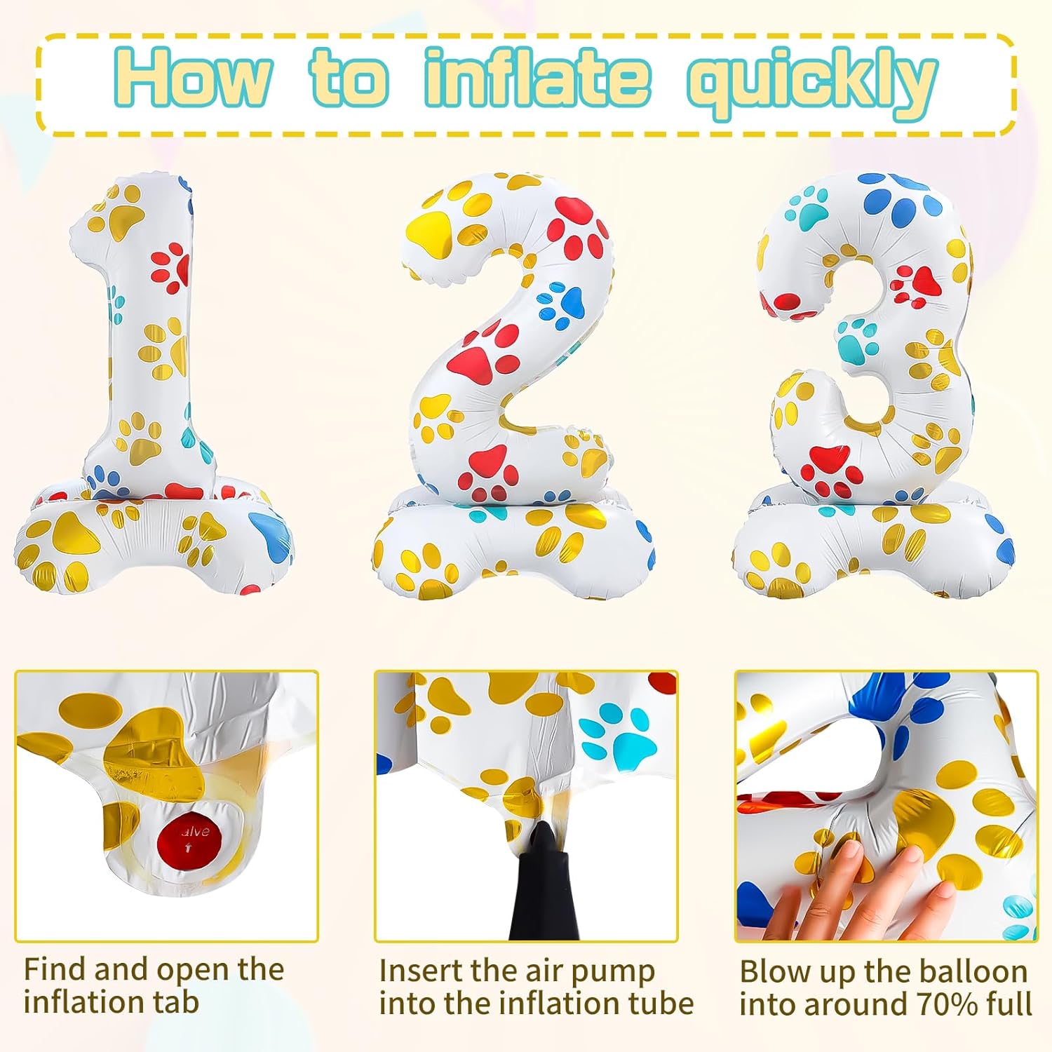 Toy Cartoon Inspired Story Number 1 Balloons 16inch Dog Paw Print Balloons Foil Ballon with Base For Birthday Party Decor Celebration Backdrop Festival Anniversary Graduation Background Decoration