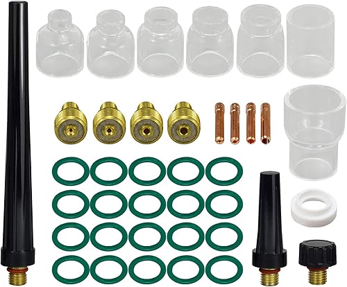 Miniatura 1 de RIVERWELD TIG - Boquilla de cuarzo para lentes de gas 13N Serie 45V, vasos de vidrio transparente, 10 # 58 pulgadas, 0.630 in y 12 # 1316 pulgadas,