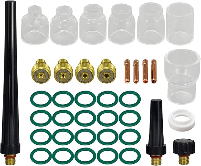 TIG Gas Lens Collet Body & #4 ~ #12 Pyrex Cup Kit DB SR WP 9 20 25 TIG Welding Torch 39pcs