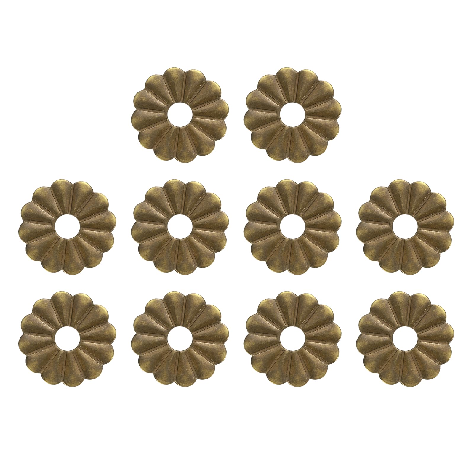 QUARKZMAN 10Pcs Placca Posteriore Per Maniglia Mobiletto 0.94 Pollice Forma Foglia Di Loto Raggiata Placca Posteriore In Ottone Guarnizione Per Decorazione Mobili Classici (Tono Bronzo)