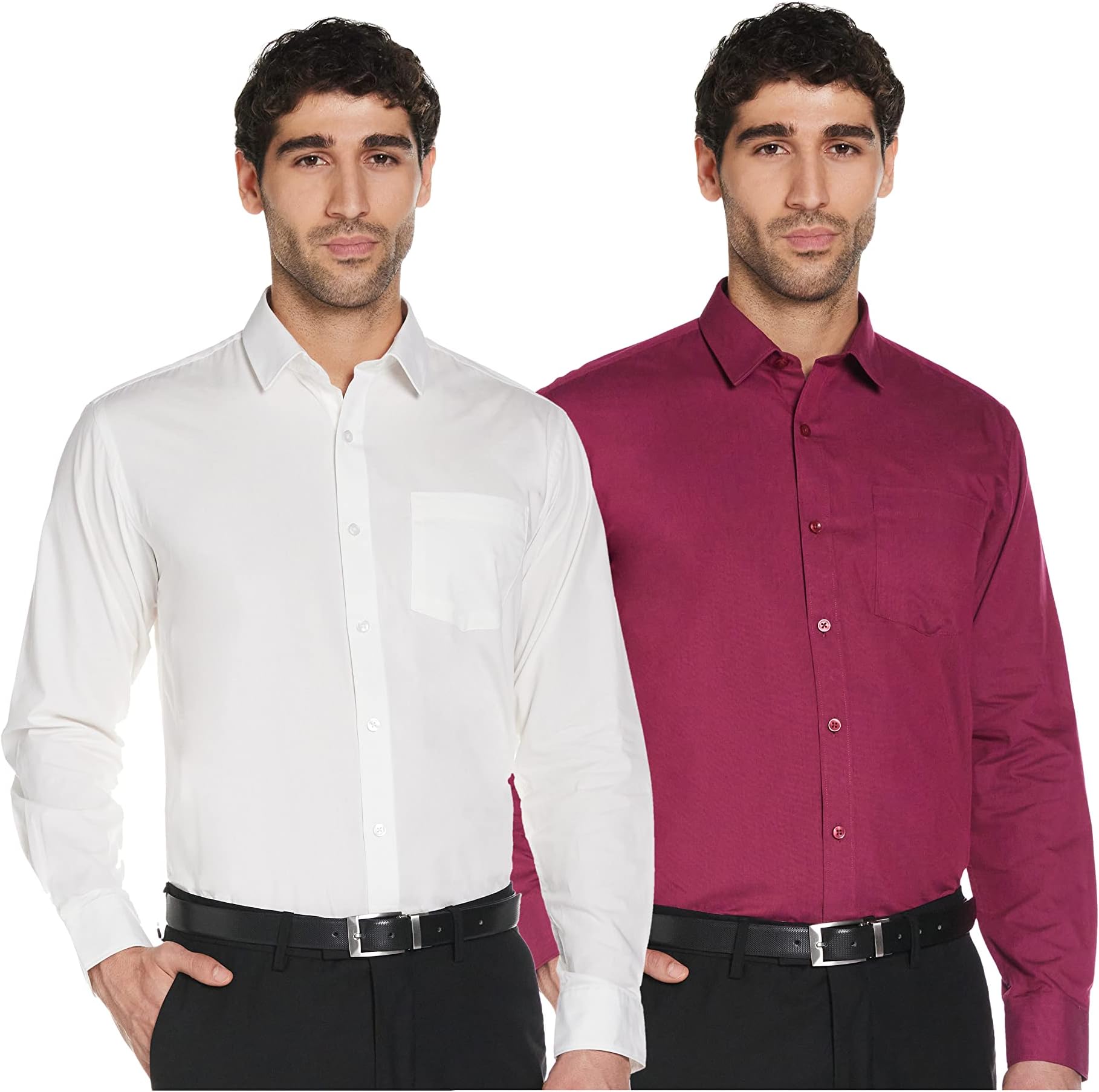 Men's Solid Regular Fit Full Sleeve Formal Shirt (Combo Pack of 2)