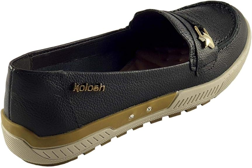 Mocassim Couro Kolosh Estrela e Strass Feminino - Preto - 34 | Amazon.com.br