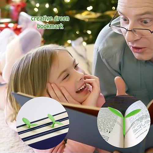 Miniatura 3 de Sprout Little Green - Marcapáginas verdes de silicona, marcapáginas verdes creativas, regalos para los amantes de los libros de lectura, juego de 32