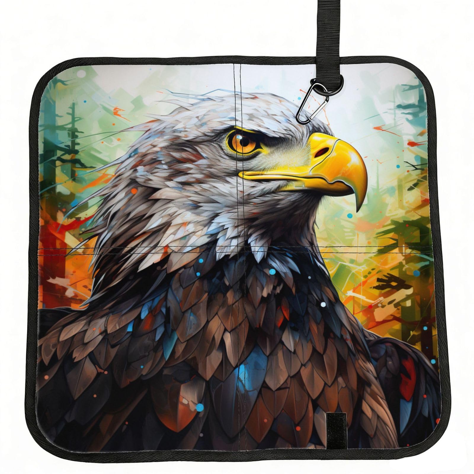 DIEzig eagle Printed Compact Foldable Sitting Pad Oxford Base, Portable Cushion for Fishing Sports Events