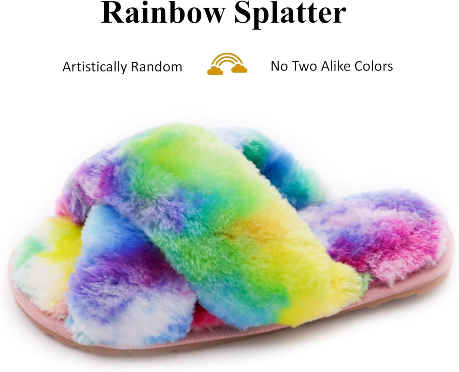 Crazy Lady Women's Fuzzy Fluffy House Slippers Cute Plush Memory Foam Shoes Cross Band Indoor Outdoor Open Toe Sandals - Image 5