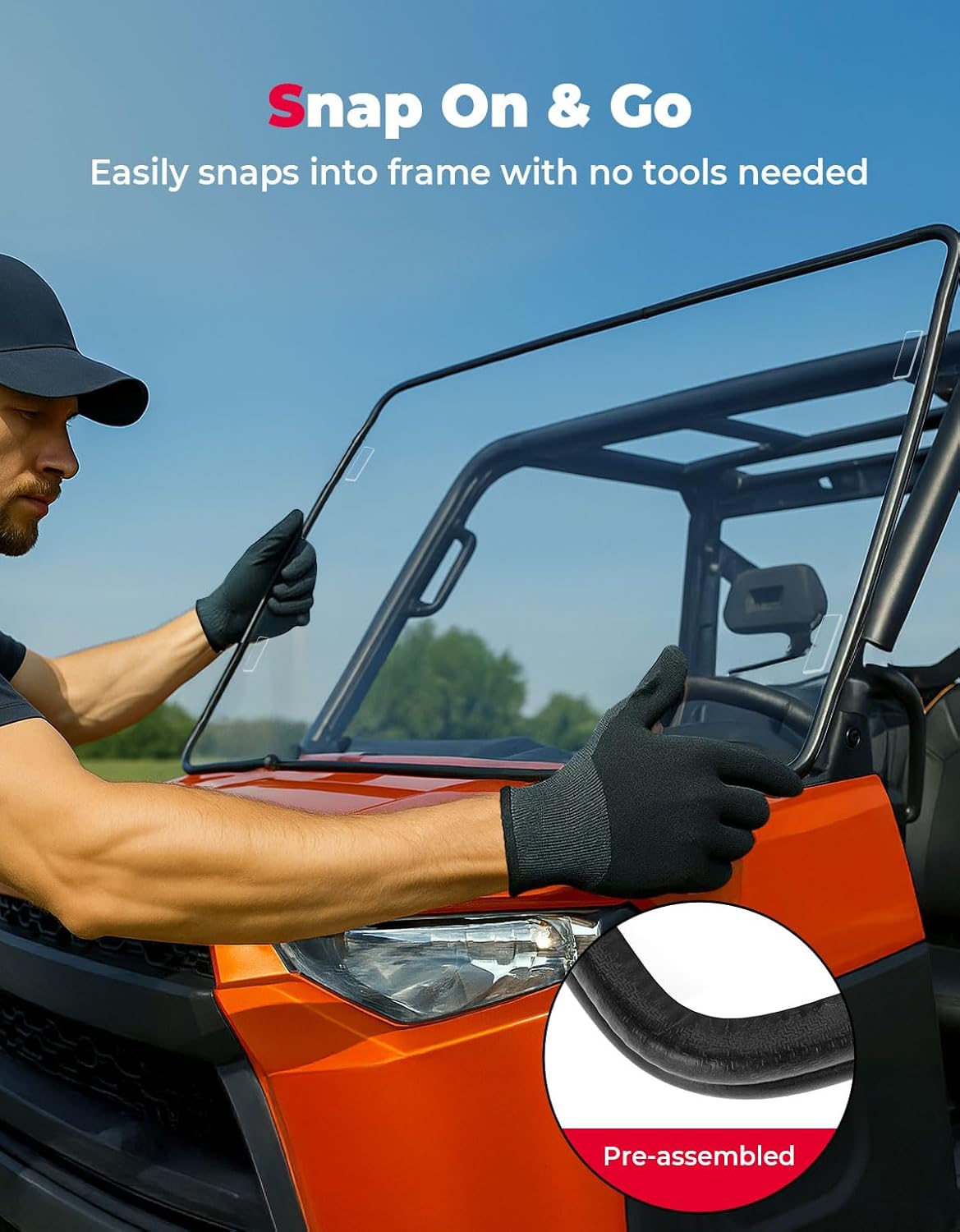 KEMIMOTO Scratch Resistant Front Windshield Compatible with Polaris Ranger XP 1000/Crew 2017-2026, Ranger 1000/Crew 2020-2026, Ranger XP 900/Crew 2013-2019