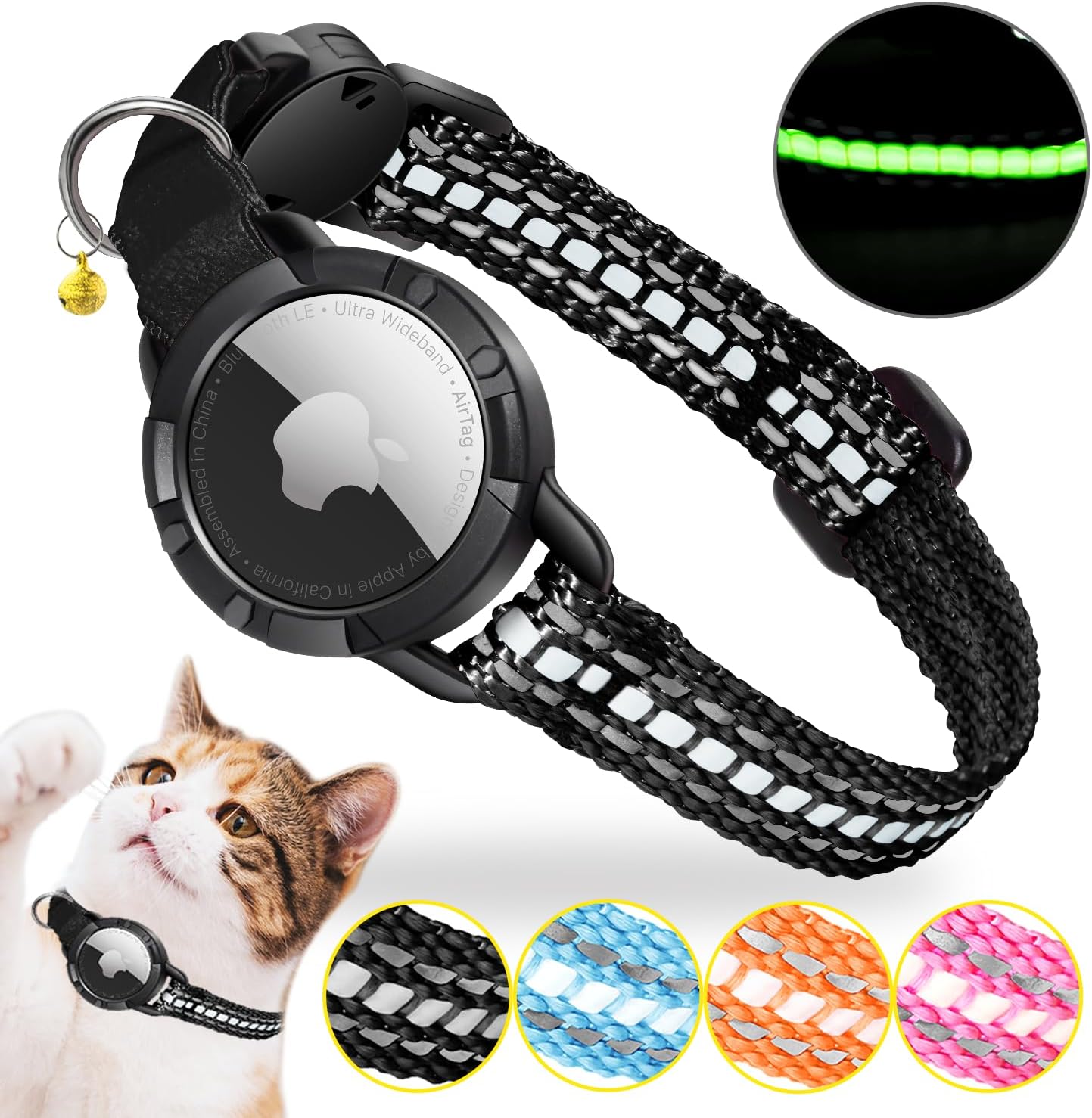 AirTag Cat Collar - Luminous & Reflective Cat Collar,Breakaway Cat ...