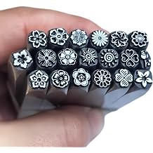 5/7mm Flower Metal Stamp Set Alloy Steel Stamping Tools for DIY Jewelry Making Handheld Steel Punch for Gold Silver Jewelry Craft 5mm 17#