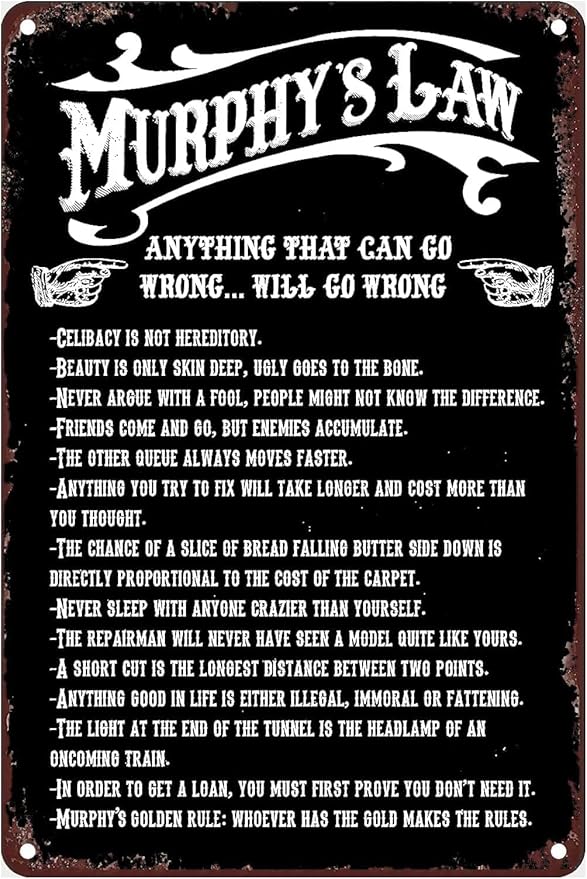 Amazon.com: Murphy's Law Poster Metal Tin Sign Art Decor for Home ...