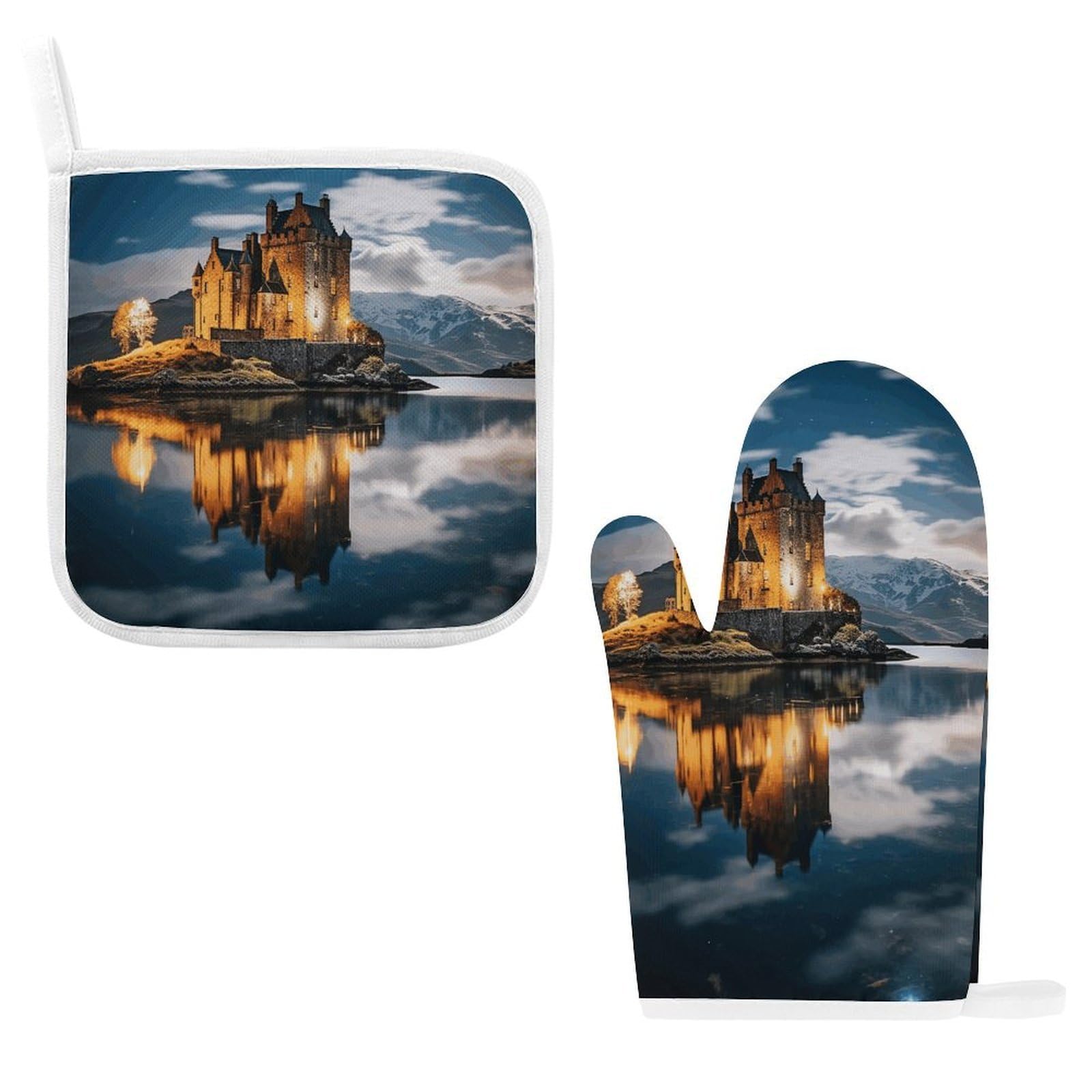 Btcowzrv Style A Castle By The Lake Oven Mitts And Pot Holders 2Pcs Set