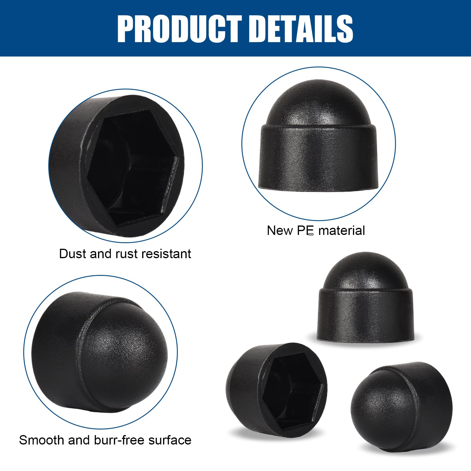 50 Coperture di Protezione per Viti m8, Coperture di Protezione in Plastica per Viti a Testa Esagonale, Adatte per Chiave da 13 mm, Adatte per Viti e Dadi, Prevengono Ruggine e Invecchiamento (M8)